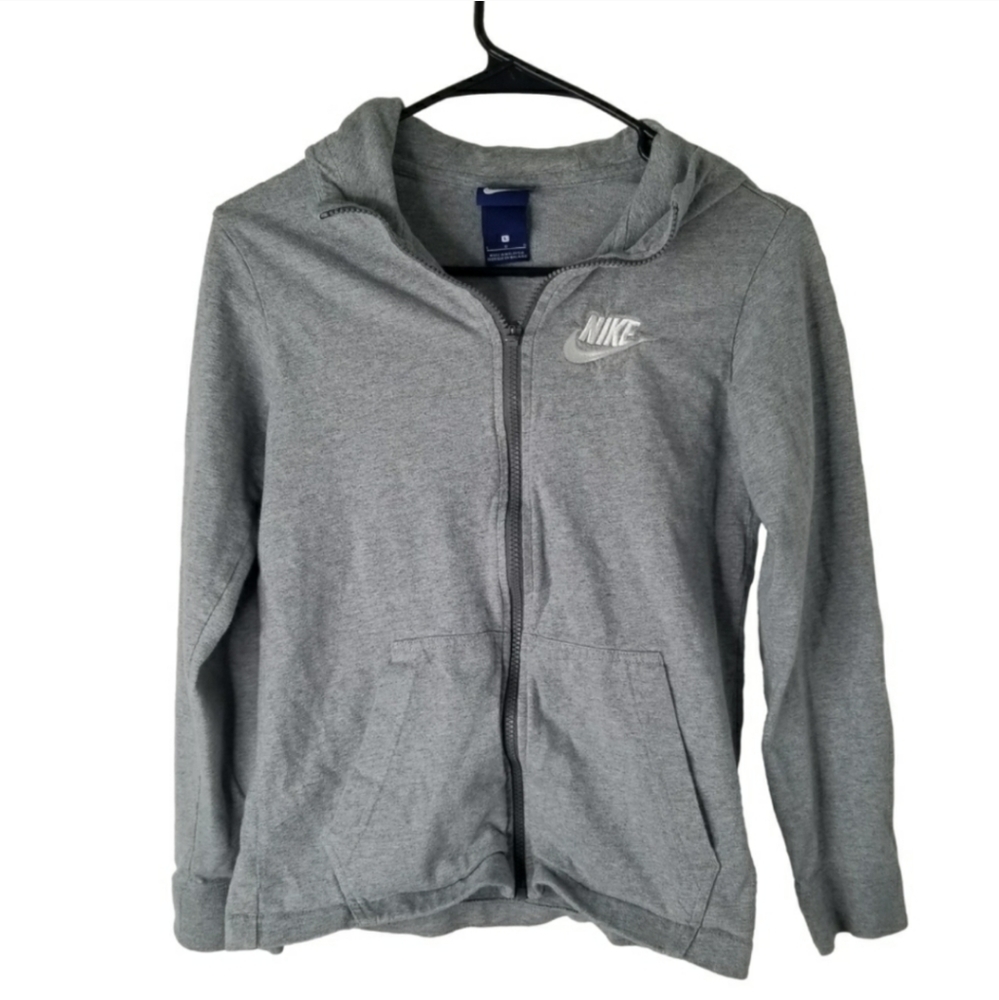 Nike Kids Grey Long Sleeve Full Zip Hoodie Size Large - Picture 1 of 10